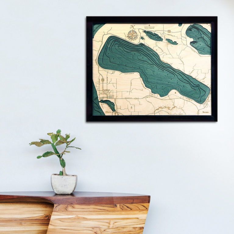 Lake Michigamme, MI 3D Wood Topo Map