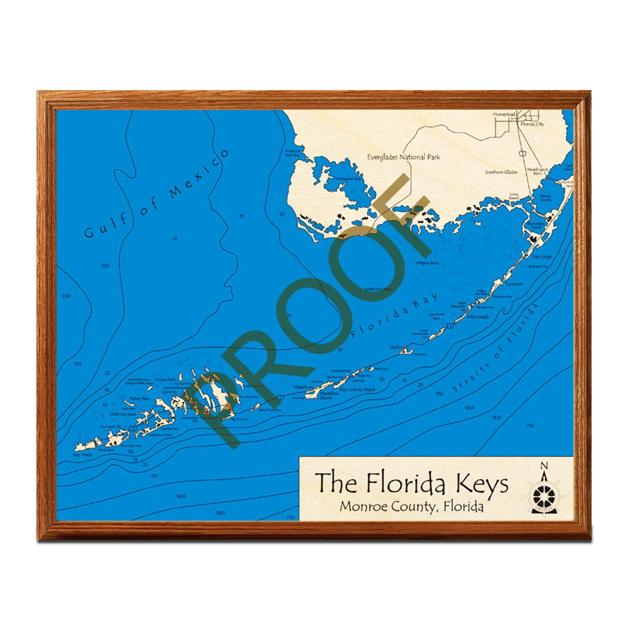 Lake Istokpoga, FL Wood Map | 3D Topographic Wood Chart