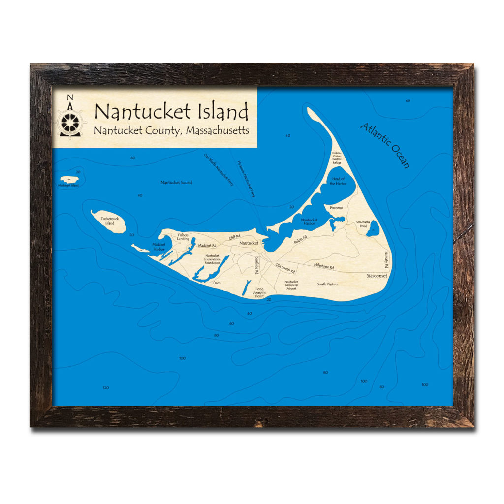 Cape Cod, Massachusetts 3D Nautical Wood Map, 24.5" x 31"