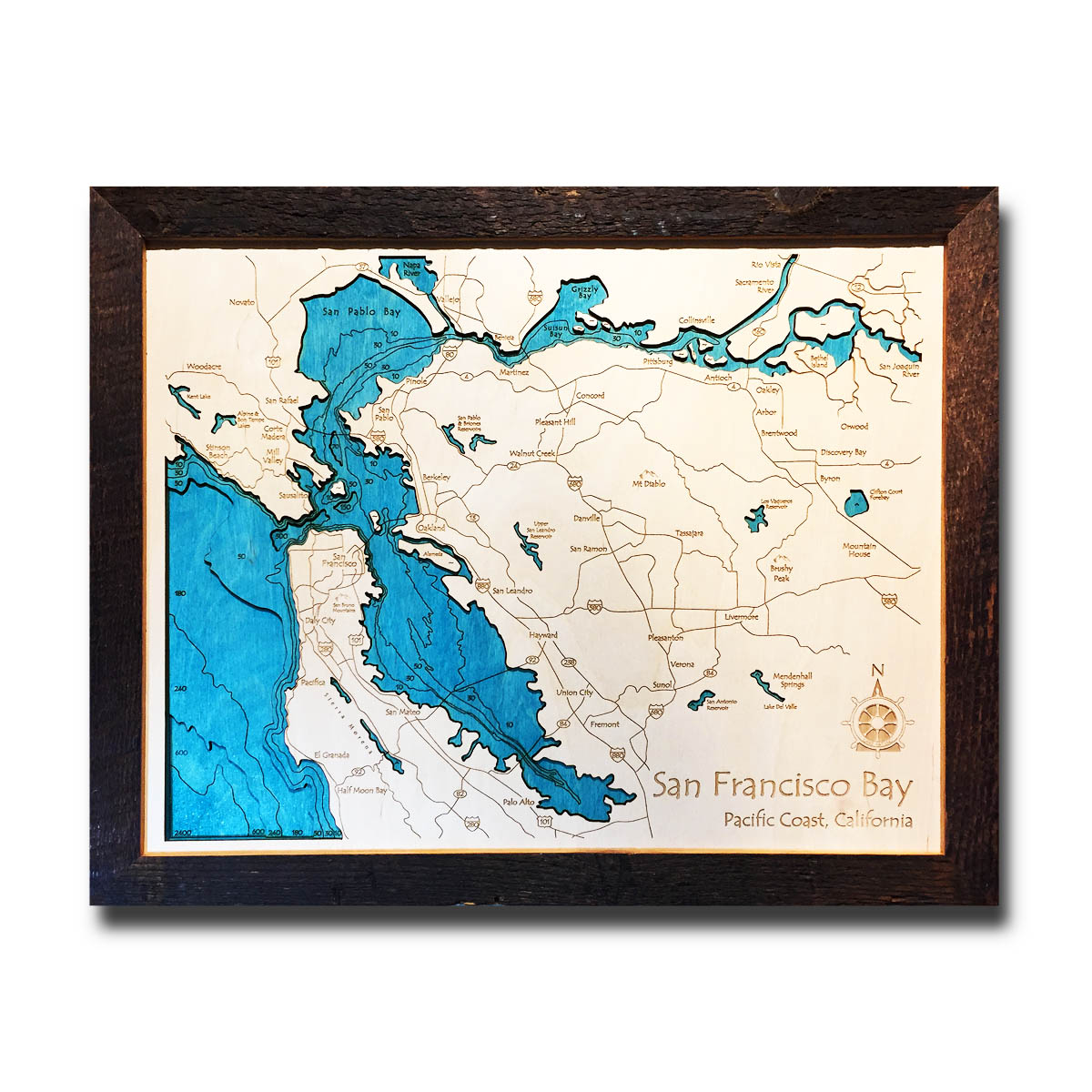 Norris Lake (La Follette), TN 3D Wood Map | Laser-etched Wood Charts