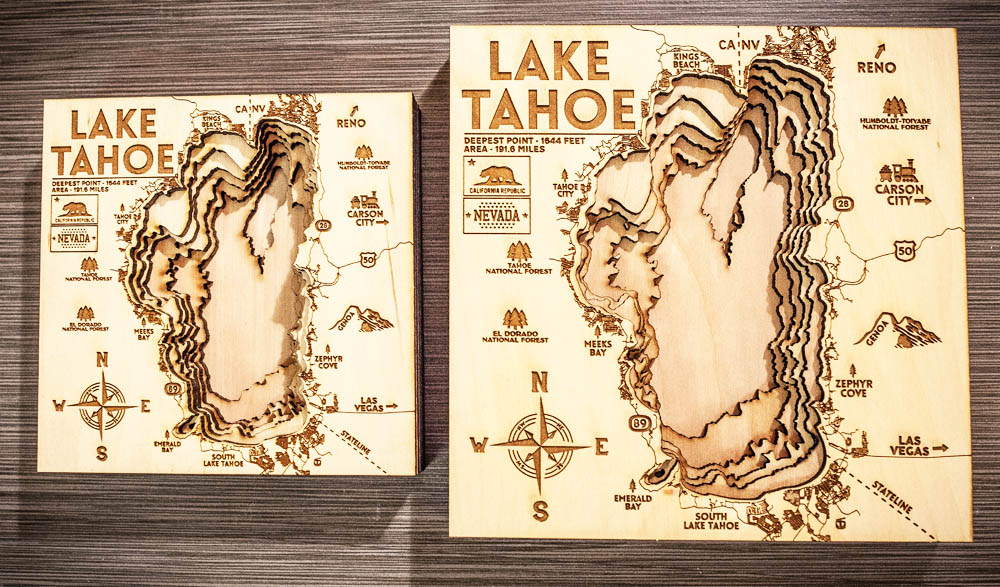 Lake Tahoe Wood Map | Laser-etched Nautical Chart - Image 6