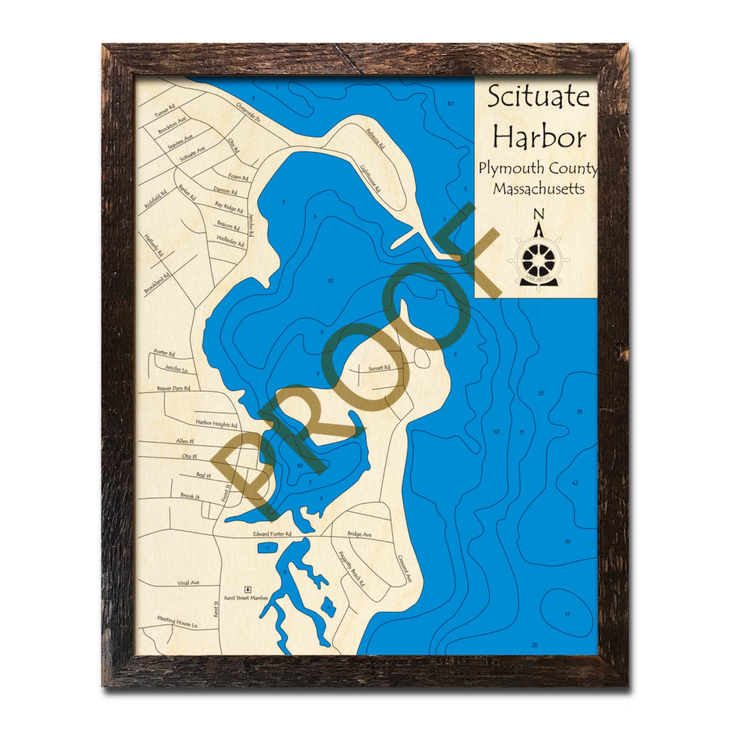 Scituate Harbor, MA Nautical Wood Maps