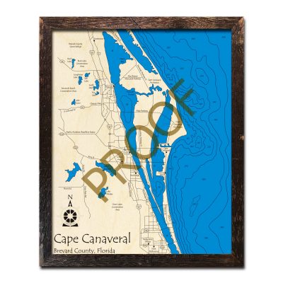 Cape Canaveral, FL Nautical Wood Maps
