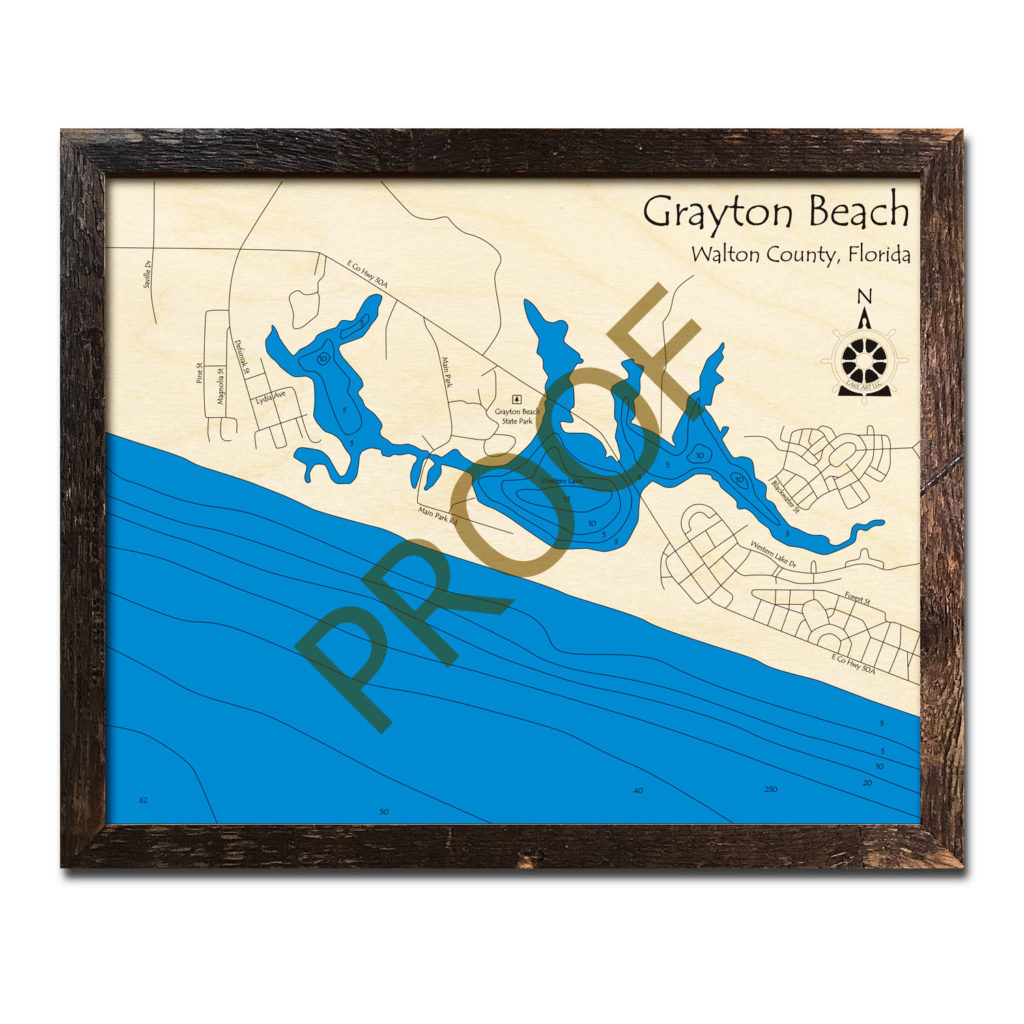 Grayton Beach FL Nautical Wood - Wood Maps GraytonBeach FL 1024x1024