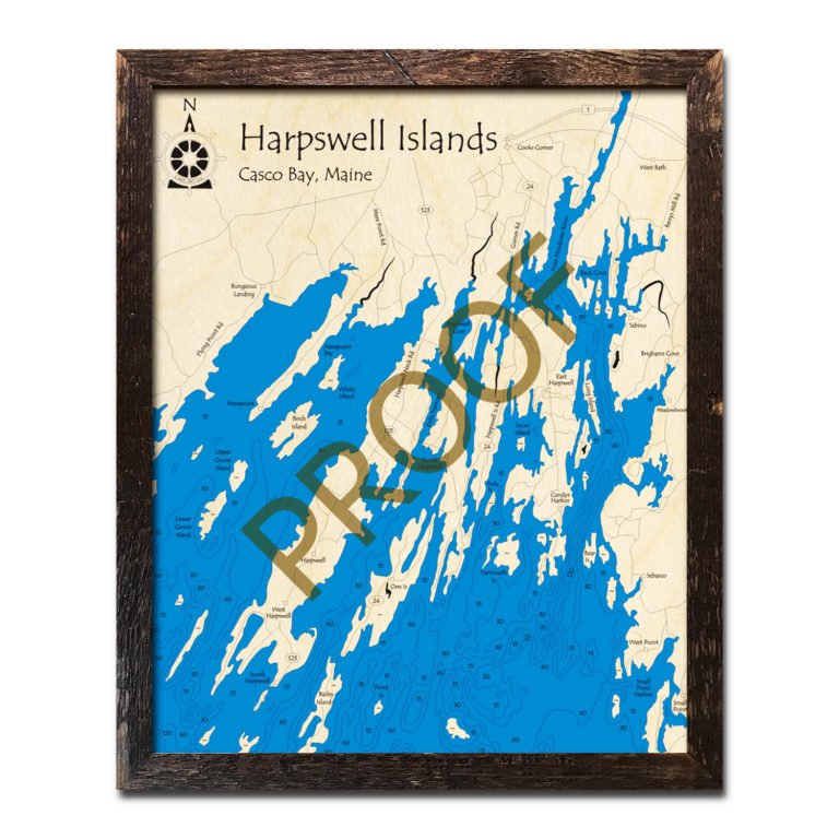 Harpswell Islands (Casco Bay), ME Nautical Wood Maps