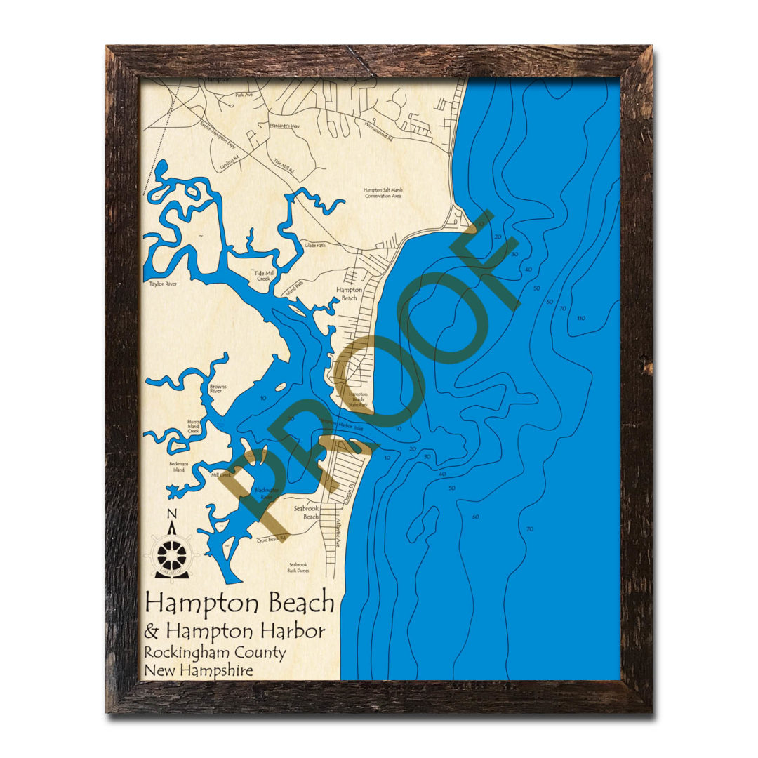 Hampton Beach / Hampton Harbor, NH Nautical Wood Maps