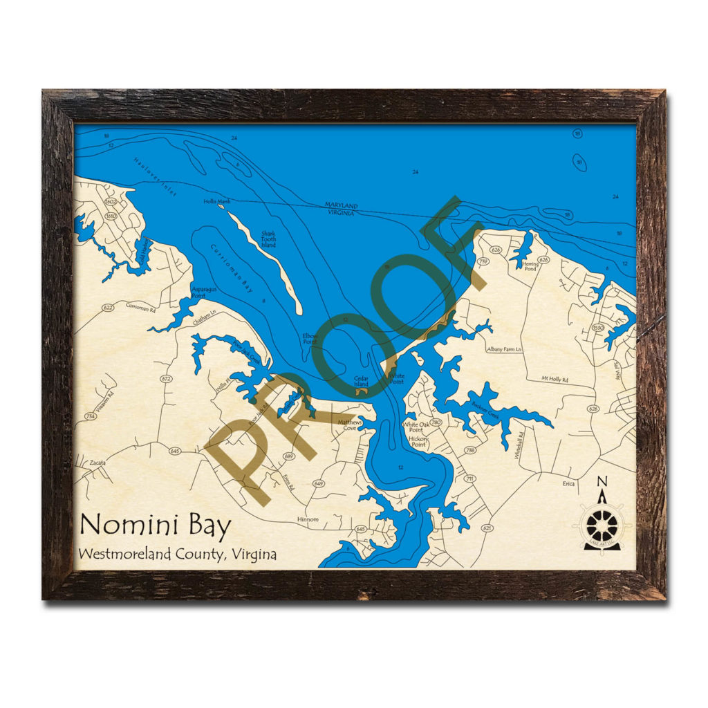 Dale Hollow Lake, TN 3D Wood Map Laseretched Wood Charts