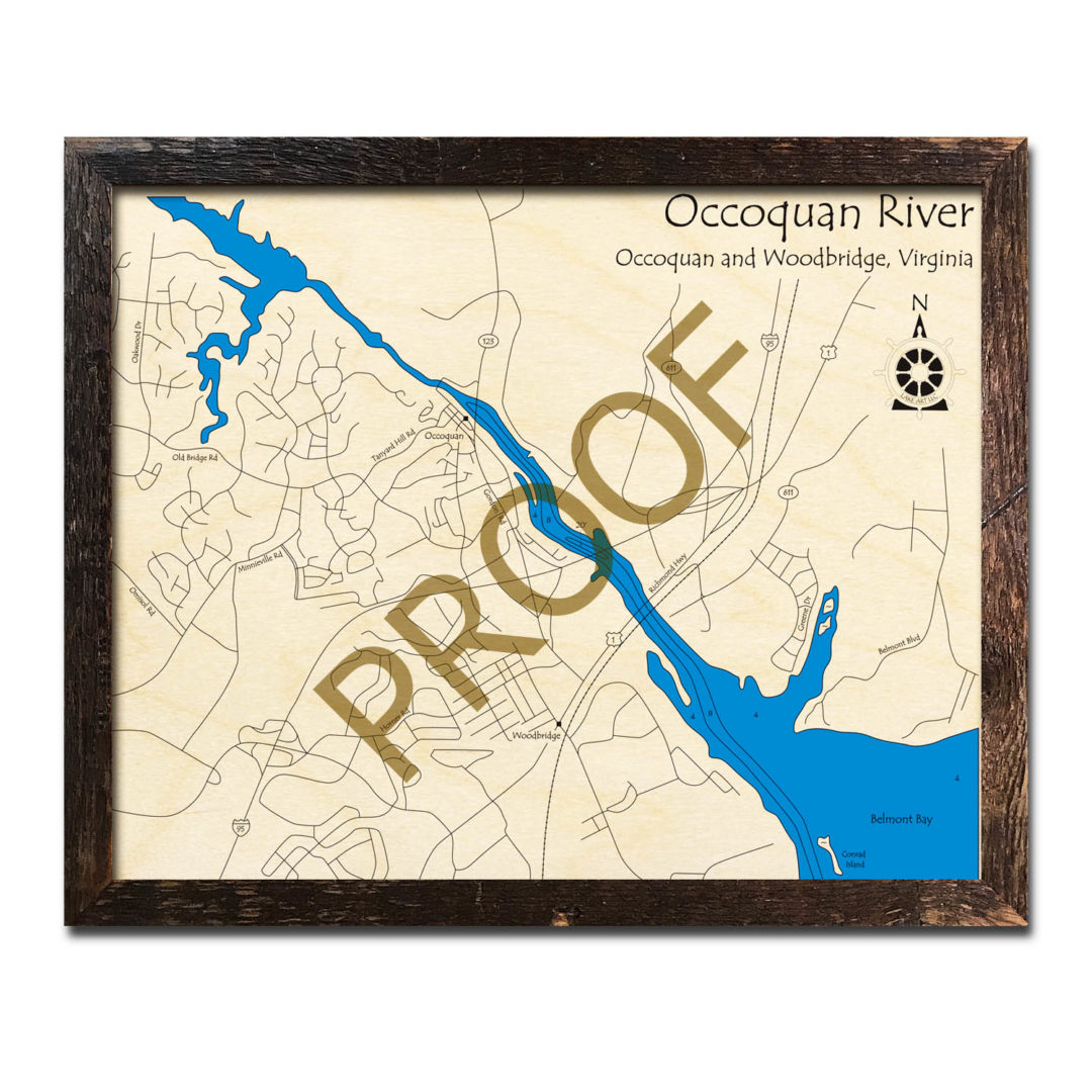 Occoquan River, VA 3D Wood Topo Maps
