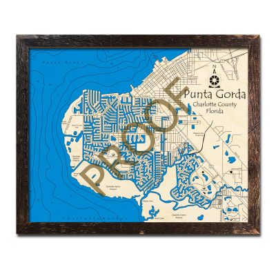 Punta Gorda, FL Nautical Wood Maps