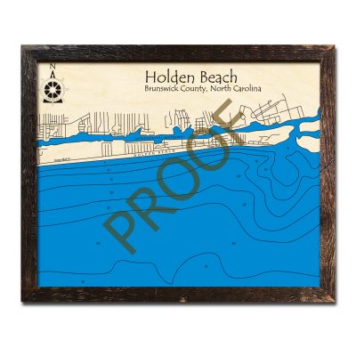 Holden Beach, NC Nautical Wood Maps