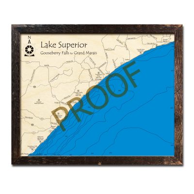 Lake Superior Coastline (Gooseberry Falls to Grand Marais) Nautical Wood Maps