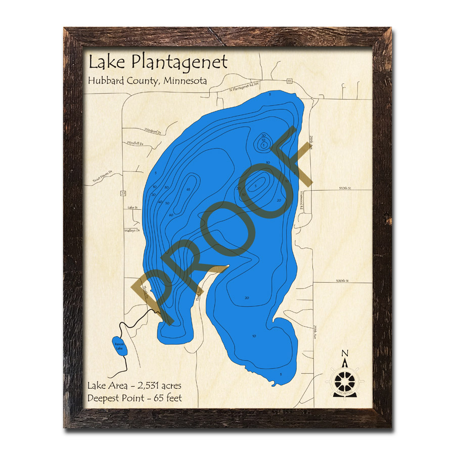 Lake MN 3D Wood Topo Maps