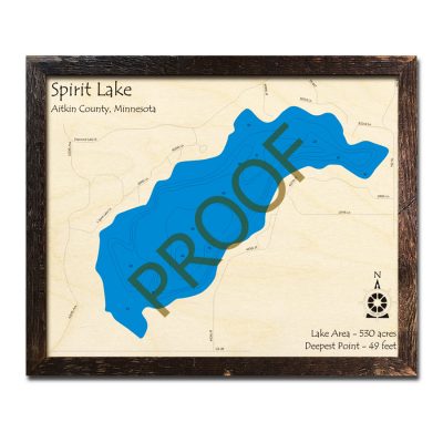Spirit Lake, MN 3D Wood Topo Maps