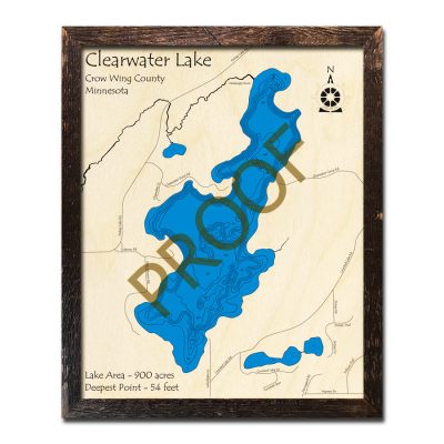 Clearwater Lake (Crow Wing), MN 3D Wood Topo Maps