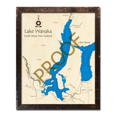Lake Wanaka (New Zealand) 3D Wood Topo Maps
