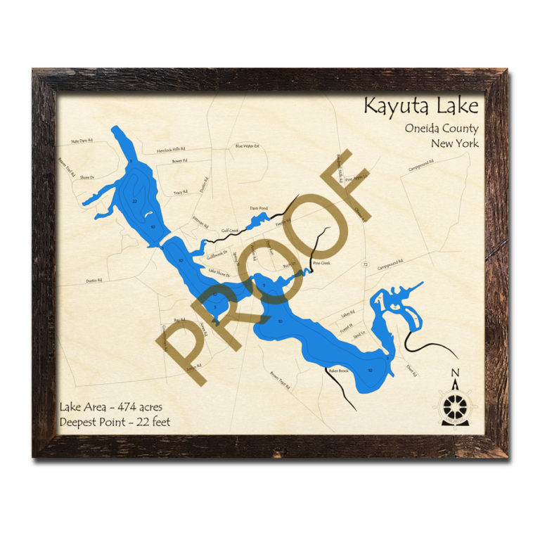 Kayuta Lake, NY 3D Wood Topo Map