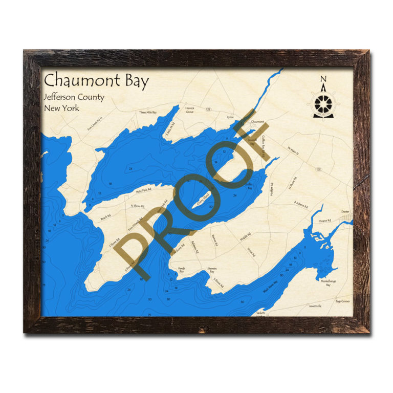 Chaumont Bay Lake Ontario, NY 3D Wood Topo Map