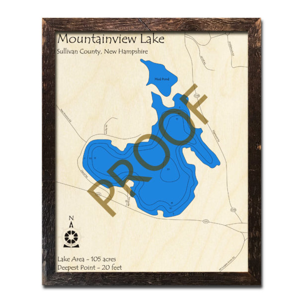 Belleau Lake, NH 3D Wood Topo Map