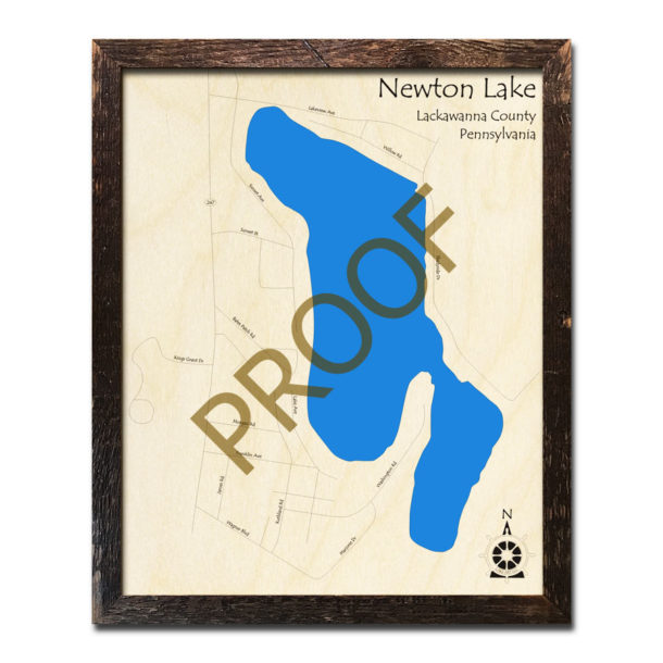 Newton Lake, PA 3D Wood Maps