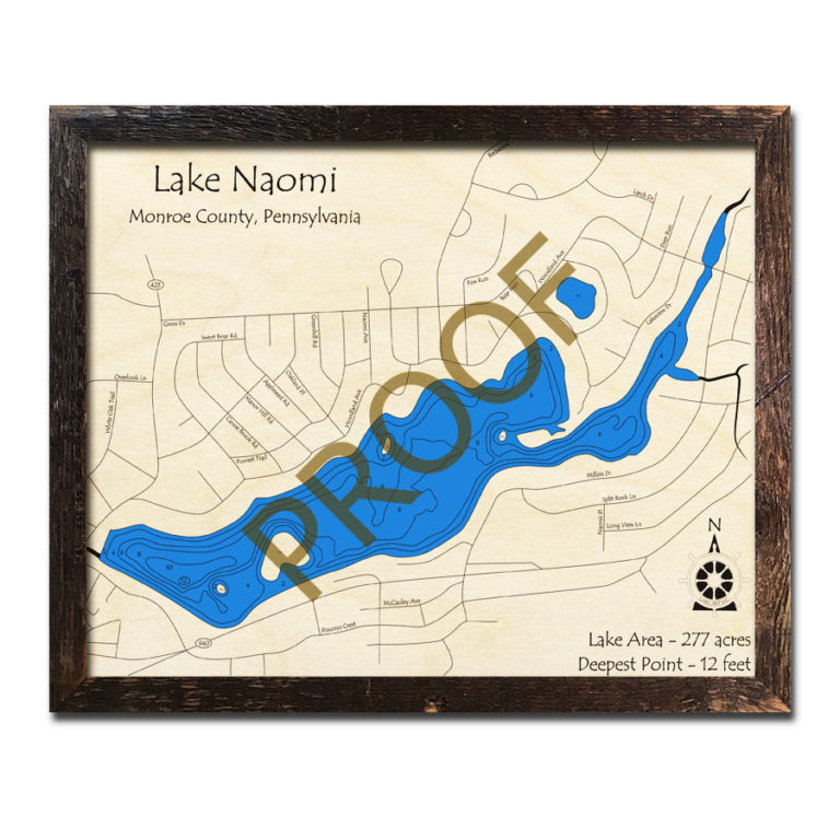 Lake Teedyuskung, PA 3D Nautical Wood Maps