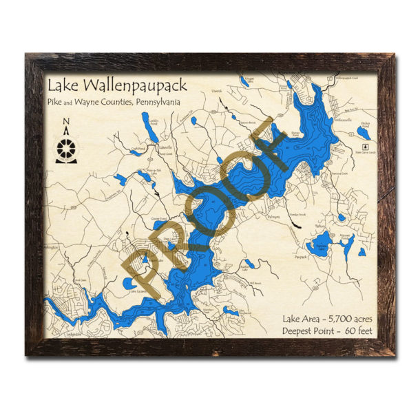 Glendale Lake, PA 3D Nautical Wood Maps (Copy)