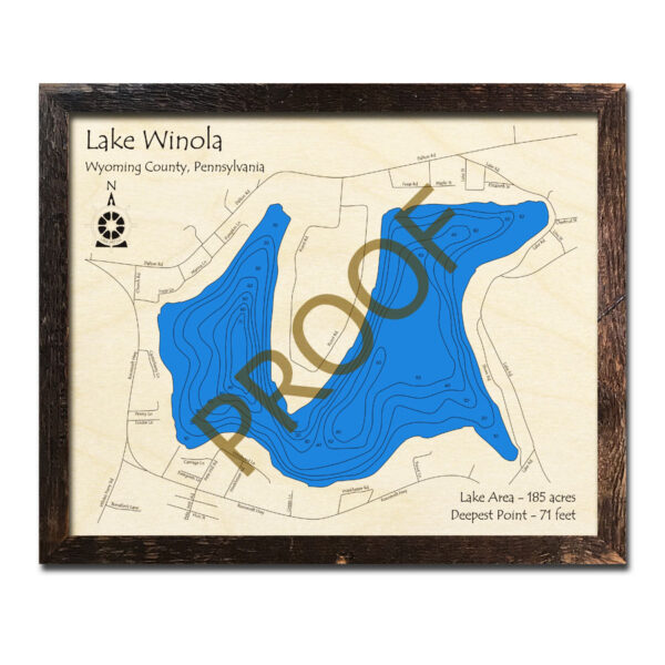 Paupackan Lake, PA 3D Wood Maps