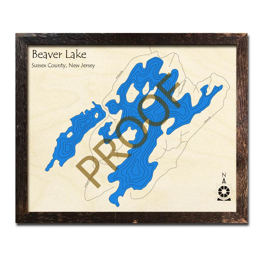 Mountain Lake, New Jersey 3D Nautical Wood Maps