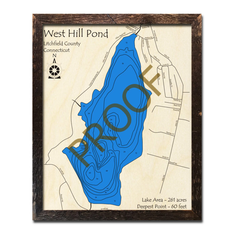 Lake Zoar, CT 3D Wood Maps, Nautical Charts
