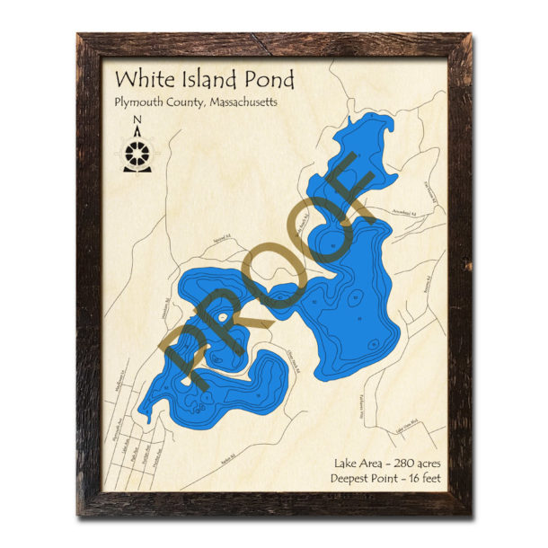 White Island Pond, MA 3D Wood Maps