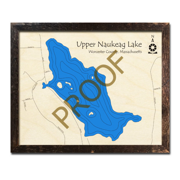 Naukeag Lake (Upper), MA 3D Wood Maps