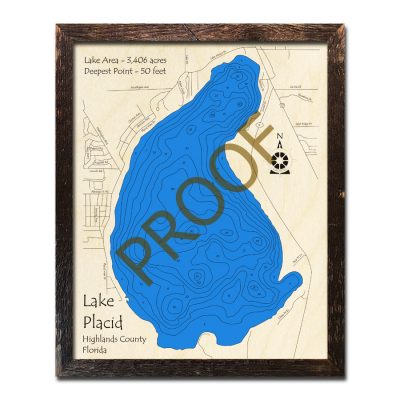 Lake Placid wood map unique gift for fisherman