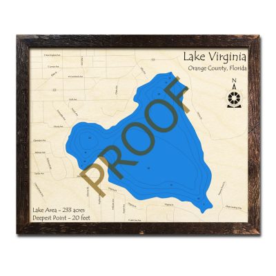 Lake Virginia wood map 3d chart
