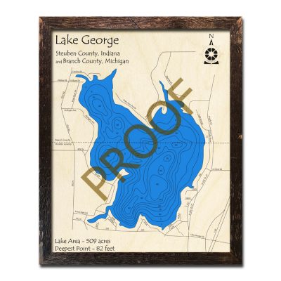 Lake George Indiana/Michigan 3d Wooden Map