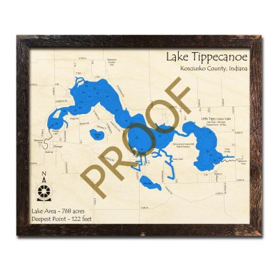 Lake Tippecanoe Wood Map 3d