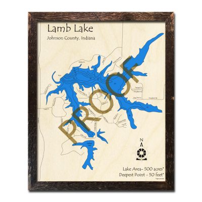 Lamb Lake Indiana Wood Map 3d