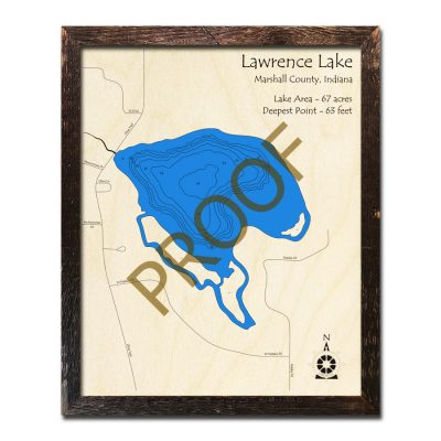 Lawrence Lake Indiana Wood Map 3d