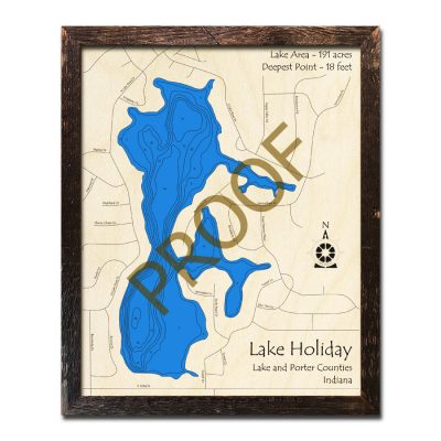 Lake Holiday Indiana Wooden Map 3d