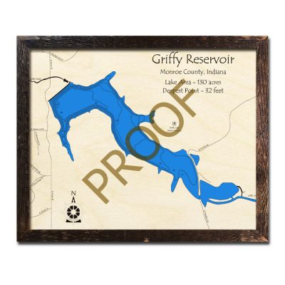 Griffy Reservoir Wood Map 3d
