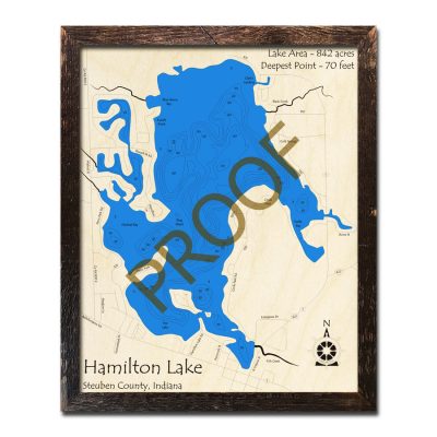 Hamilton Lake IN Wood Map 3d