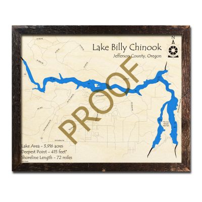 Lake Billy Chinook Wood Map 3d