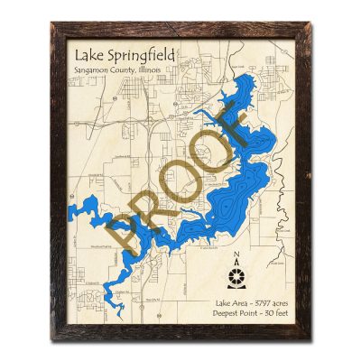 Lake Springfield Wood Map 3d