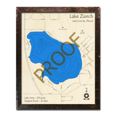 Lake Zurich Wood Map 3d