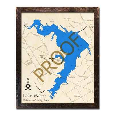 Lake Waco Map Wooden Chart