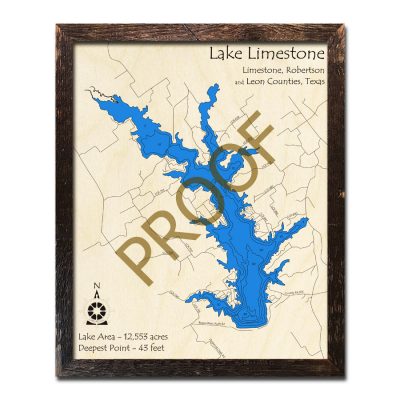 Lake Limestone 3D Wooden Map