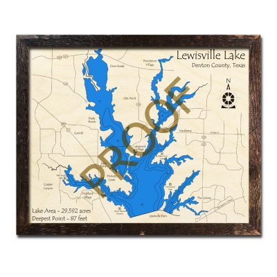 Lewisville Lake TX Map, 3D Wooden Map, Souvenir