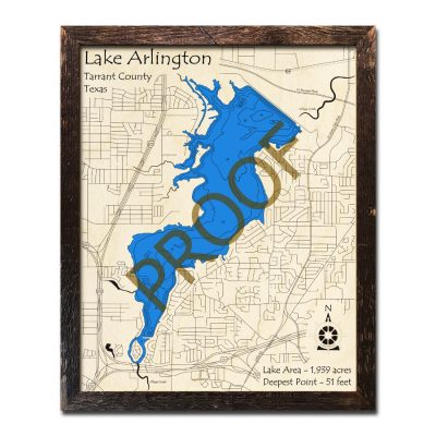 Lake Arlington Wooden Map
