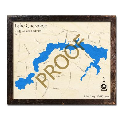 Lake Cherokee TX Wooden Map