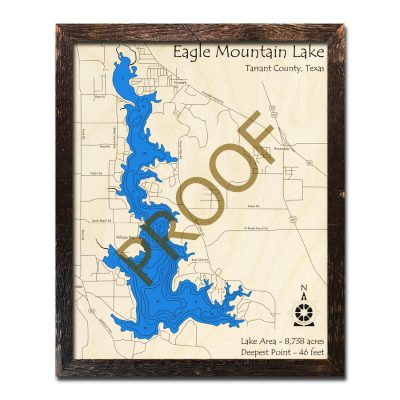 Eagle Mountain Lake TX Wood Map