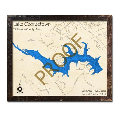Lake Georgetown Wood Map Texas 3d