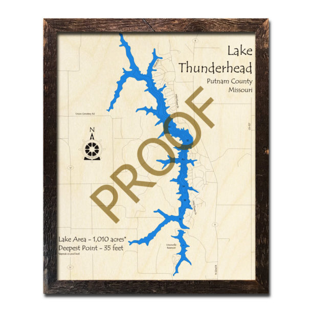 Lake Thunderhead, MO Wood Map 3D Nautical Wood Charts